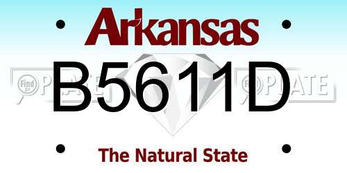B5611D Arkansas License Plate