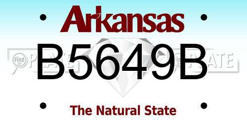 B5649B Arkansas License Plate