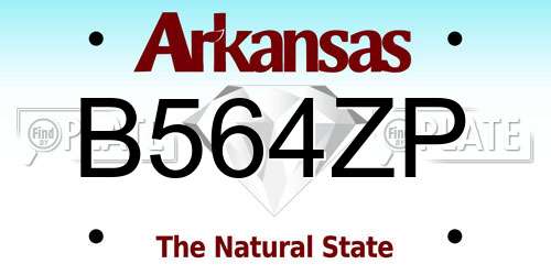 B564ZP Arkansas License Plate
