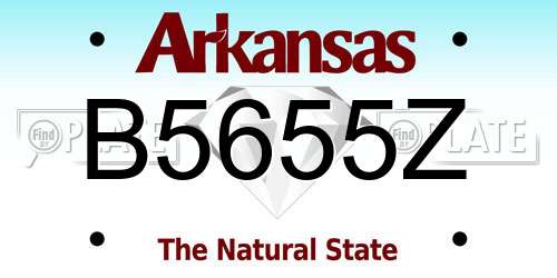 B5655Z Arkansas License Plate
