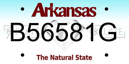 B56581G Arkansas License Plate