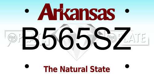 B565SZ Arkansas License Plate