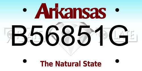 B56851G Arkansas License Plate