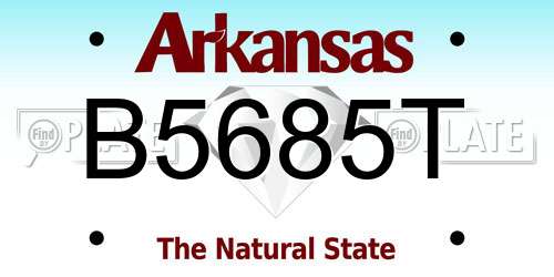 B5685T Arkansas License Plate