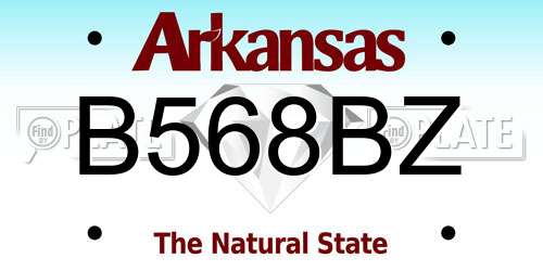 B568BZ Arkansas License Plate