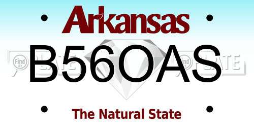 B56OAS Arkansas License Plate