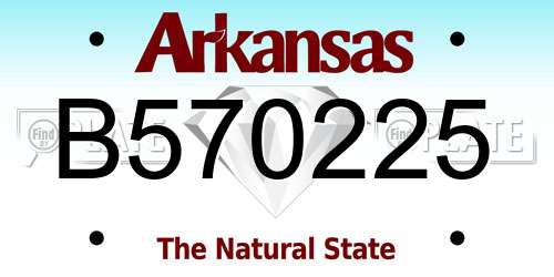B570225 Arkansas License Plate