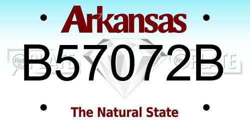 B57072B Arkansas License Plate