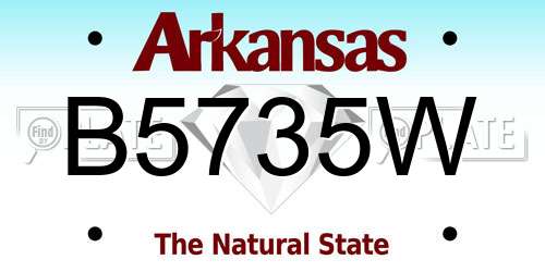 B5735W Arkansas License Plate