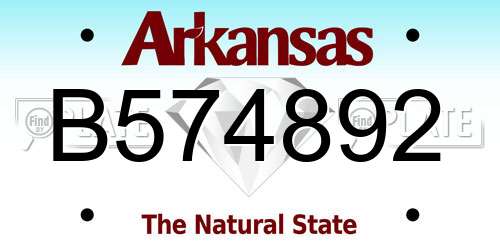 B574892 Arkansas License Plate