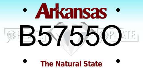 B5755O Arkansas License Plate