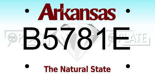 B5781E Arkansas License Plate