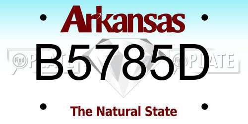 B5785D Arkansas License Plate