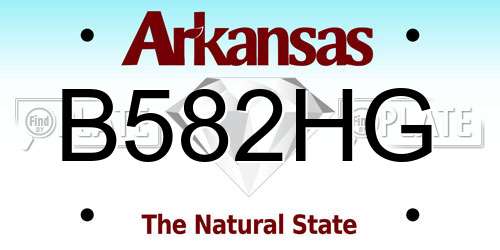 B582HG Arkansas License Plate