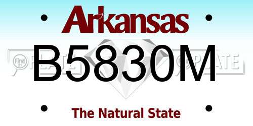 B5830M Arkansas License Plate