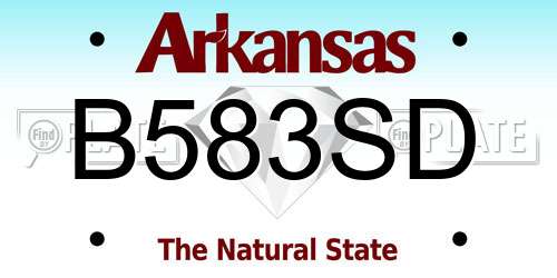B583SD Arkansas License Plate