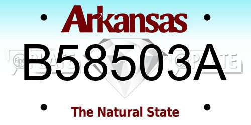 B58503A Arkansas License Plate