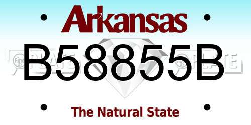 B58855B Arkansas License Plate
