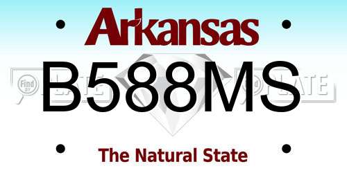 B588MS Arkansas License Plate