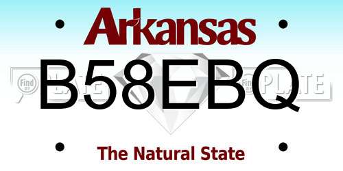 B58EBQ Arkansas License Plate