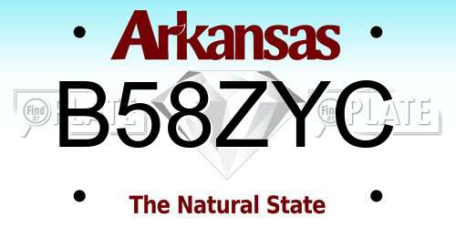 B58ZYC Arkansas License Plate
