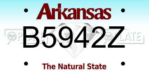 B5942Z Arkansas License Plate