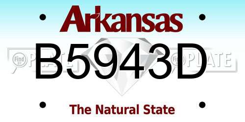B5943D Arkansas License Plate