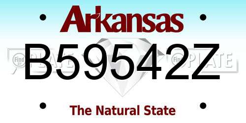 B59542Z Arkansas License Plate