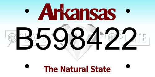 B598422 Arkansas License Plate