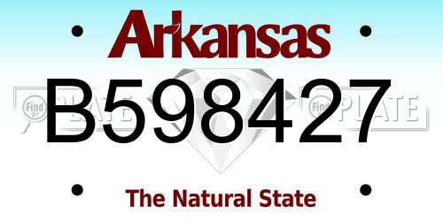B598427 Arkansas License Plate
