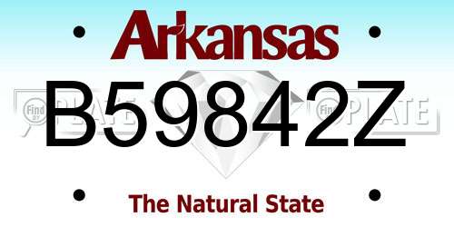 B59842Z Arkansas License Plate