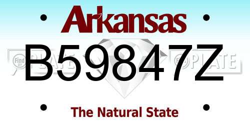 B59847Z Arkansas License Plate