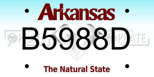 B5988D Arkansas License Plate