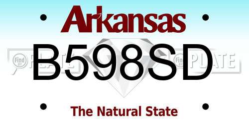 B598SD Arkansas License Plate