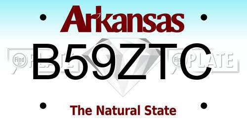B59ZTC Arkansas License Plate