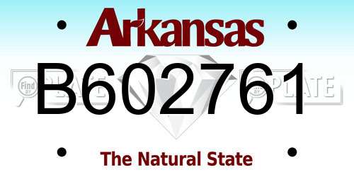 B602761 Arkansas License Plate