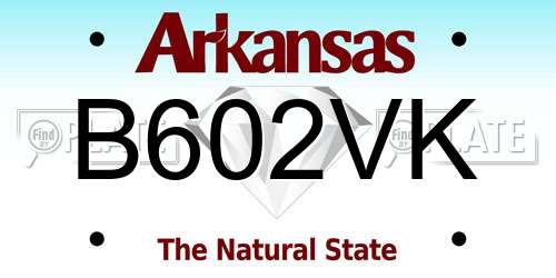 B602VK Arkansas License Plate