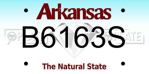B6163S Arkansas License Plate
