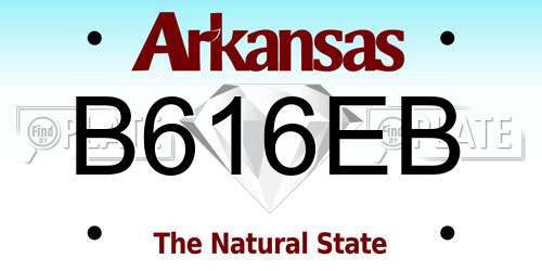 B616EB Arkansas License Plate