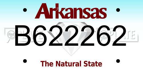 B622262 Arkansas License Plate