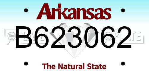 B623062 Arkansas License Plate