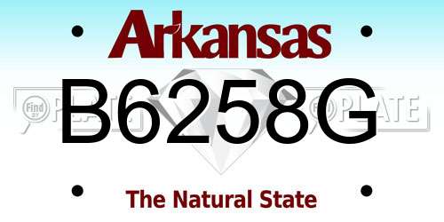 B6258G Arkansas License Plate