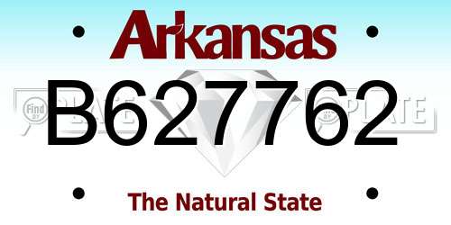 B627762 Arkansas License Plate