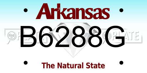B6288G Arkansas License Plate