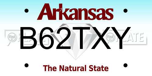 B62TXY Arkansas License Plate