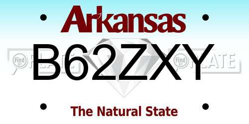 B62ZXY Arkansas License Plate