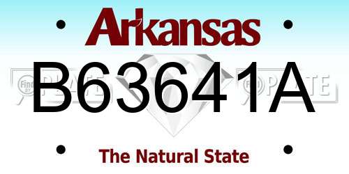 B63641A Arkansas License Plate