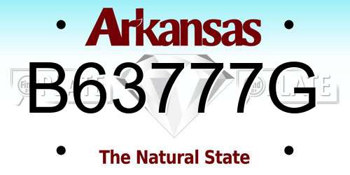 B63777G Arkansas License Plate