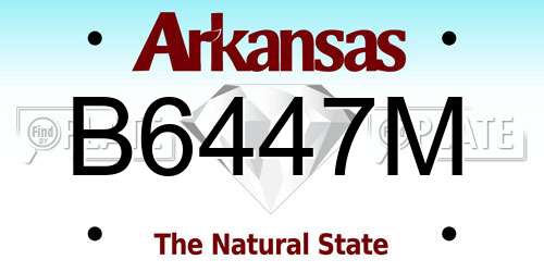 B6447M Arkansas License Plate