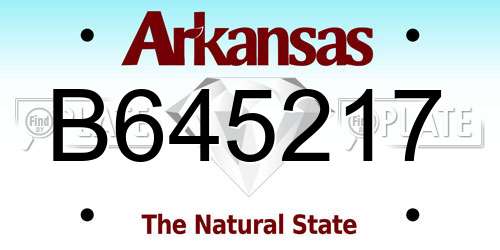 B645217 Arkansas License Plate
